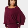 Scoop Neck Blouson Sweater Midi Dress